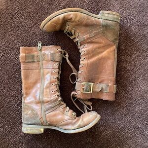 Distressed Rugged Timberland Savin Hill Mid-calf Lace Up Boots in Brown Leather